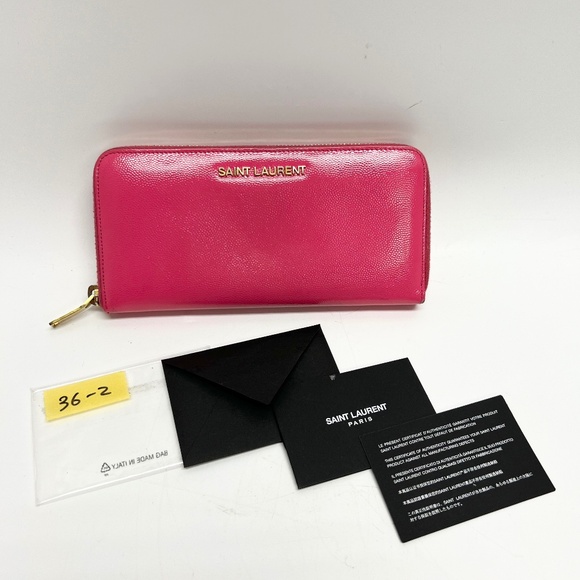 SAINT LAURENT pink zip around wallet - Picture 1 of 9